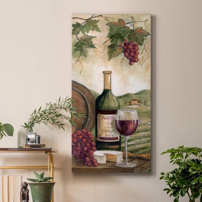 Renditions Gallery Canvas Wall Art Modern Paintings Decorations Country Red Wine Romantic Nature Wall Hanging Vintage Canvas Artwork for Bedroom Office Kitchen Prints - 12"x24" LT43