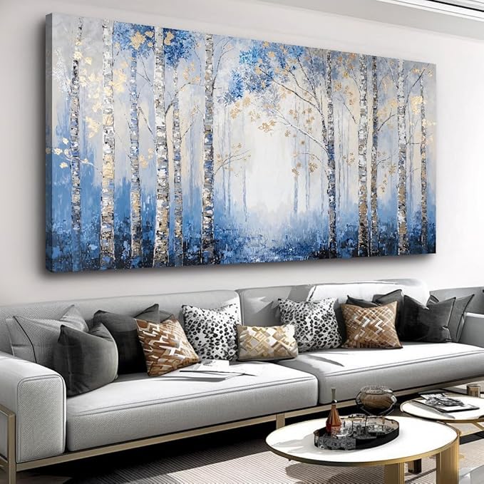 Large Forest Landscape Wall Art Framed Canvas Print for Living Room, Bedroom, Dining Room, Home Office Modern Nature Inspired Decor Ready to Hang for Wall Decoration - 20"x40"