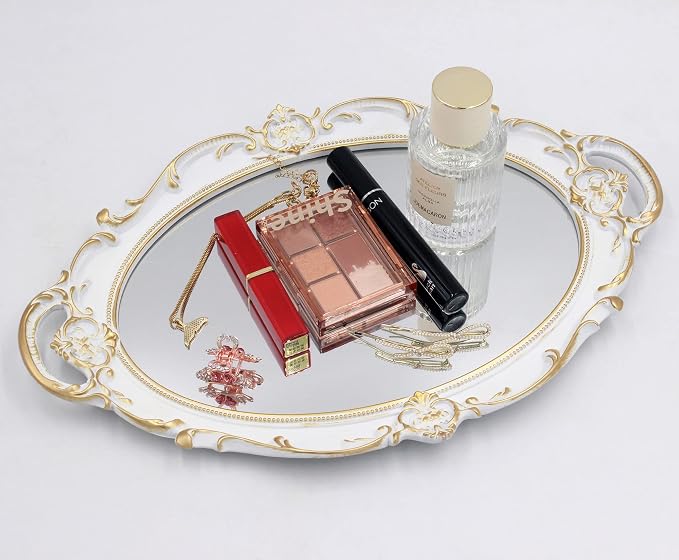 YCHMIR Vintage Mirror Small Wall Mirror 14.5 x 10 inchs Oval White