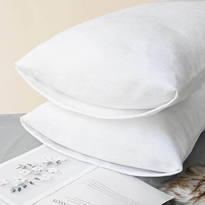 CaliTime Decorative Standard Throw Pillow Covers 26 X 20 Inches True White