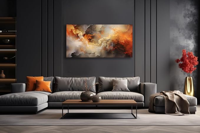 VHMING Abstract Wall Art Home Decor Orange Artwork Wall Art Prints Canvas Painting Wall Decor for Living Room Bedroom Office Decoration 24"x48"