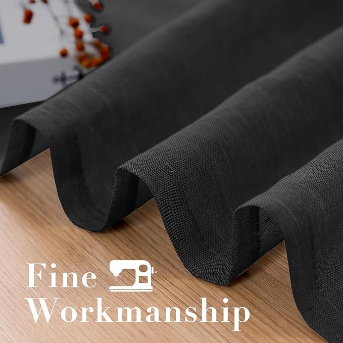 H.VERSAILTEX Linen Curtains Natural Blended Curtain Panels for Living Room/Light Reducing Linen Semi Sheer Curtains 96 inch Length 2 Panels Set Nickel Grommet Window Panels, 52" x 96", Black