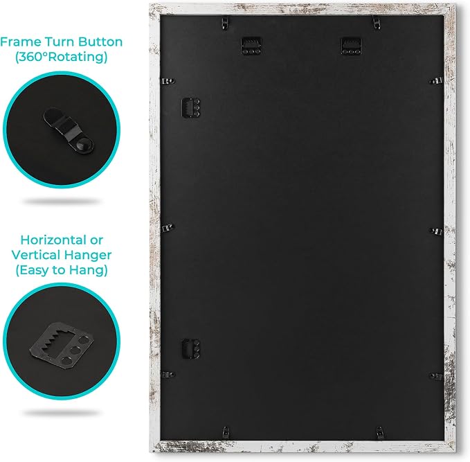 3 Pack 16x24 Distressed White Picture Frame with Real Glass Mat for 12x18