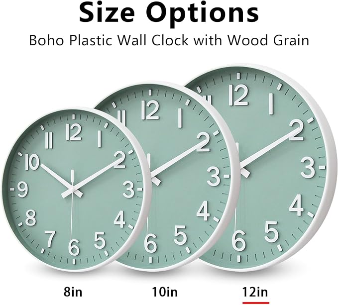 HZDHCLH 12 Inch Silent Wall Clock Battery Operated Non Ticking Mint Green | 12 inch Wall Clock Silent Non Ticking Modern 3D Numbers for Kitchen Bedroom Living Room Office Classroom Decor