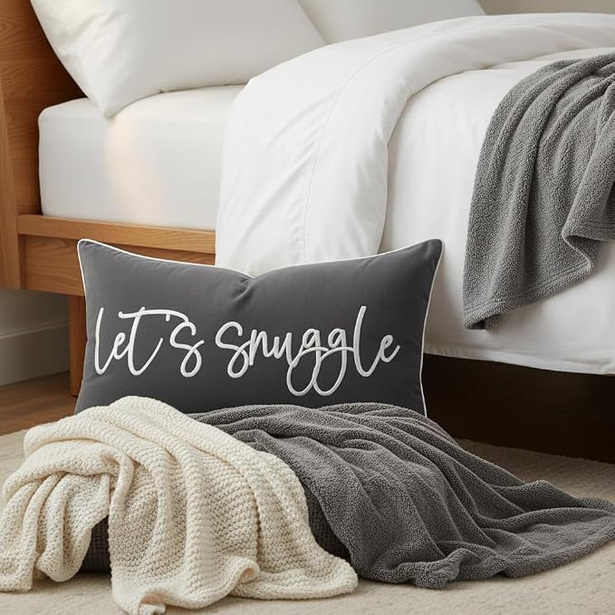 Sunkifover Let's Snuggle Decorative Lumbar Pillow Cover - 12x20 Inch