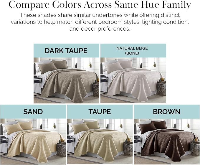 Southshore Fine Living, Inc. Queen Size Quilt Bedding Set, Hotel Quilts, Pet Hair Resistant Bedding Sets, Coverlet Queen Size, Full Size Bedspread with 2 Pillow Shams, Beige Quilts, Soft Sand