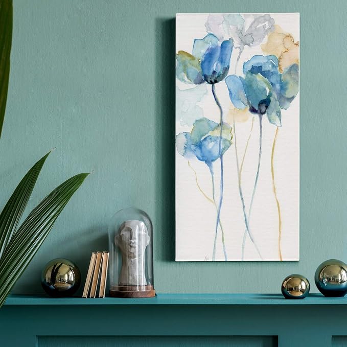 Renditions Gallery Canvas Floral Wall Art Home Paintings & Prints Colorful Stem Wildflowers Modern Glam Botanical Romantic Canvas Decorations for Bedroom Office Kitchen - 8"x16" LT43