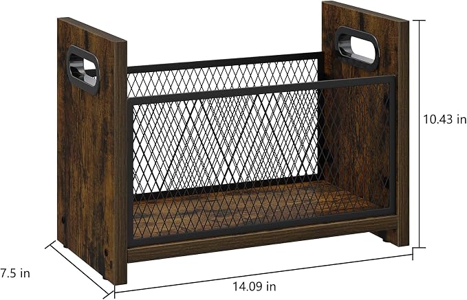 Magazine Rack, Magazine Holder for Desktop and Home Office, Magazine Rack Floor, Magazine File Holder Storage Basket for Letters, Magazines, Books, Newspapers 14.09" L x 7.5" W x 10.43" H