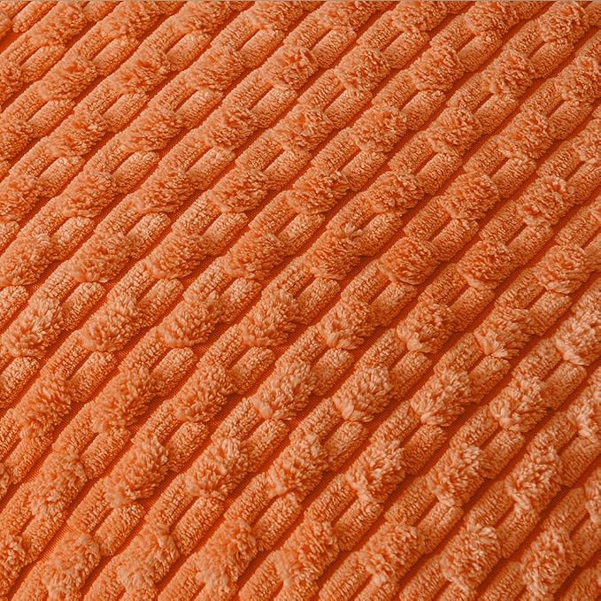 Fancy Homi Set of 2 Orange Fall Decorative Throw Pillow Covers 20x20 Inch with Pom-poms for Couch Bedroom Living Room, Halloween Autumn Home Decor, Soft Plush Corduroy Cute Cushion Case 50x50 cm