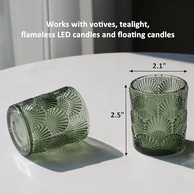Woho 24pcs Green Votive Candle Holder, Tealight Candle Holder for Christmas