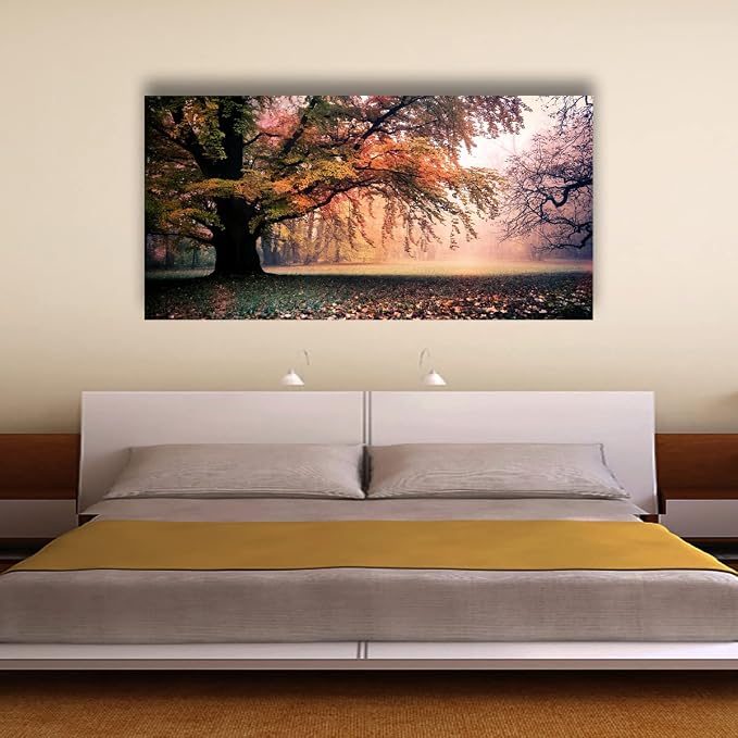 Tree of Life Wall Art Canvas Prints Natural Landscape Picture Home Decor Colorful Forest Paintings for Living Room Bedroom Bathroom Kitchen Decorations 20x40 Wooden Framed Artwork Easy Hanging