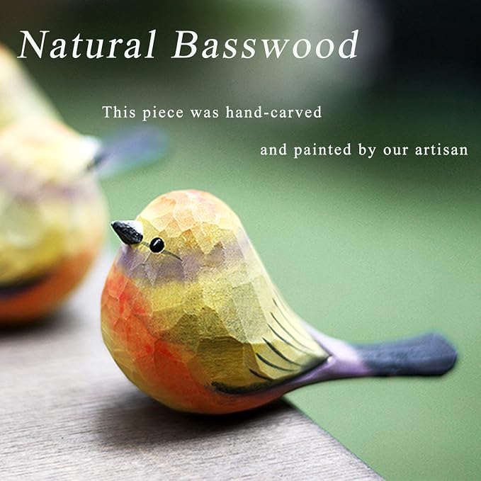 WEAUSUP Hand Carved Wooden Bird Figurine Gift for Friends