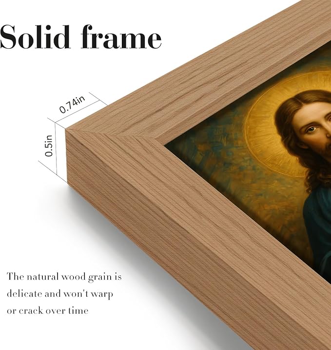 AUUAUU Sacred Heart of Jesus Wall Art Christian Canvas Painting 8x10 Inches | Wooden Framed Religious Spiritual Picture Print Artwork Christmas Wall Decor for Living Room Bedroom Ready to Hang