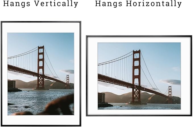 Frametory 18x24 Black Aluminum Metal Picture Frame Mat for 16x20 Glass