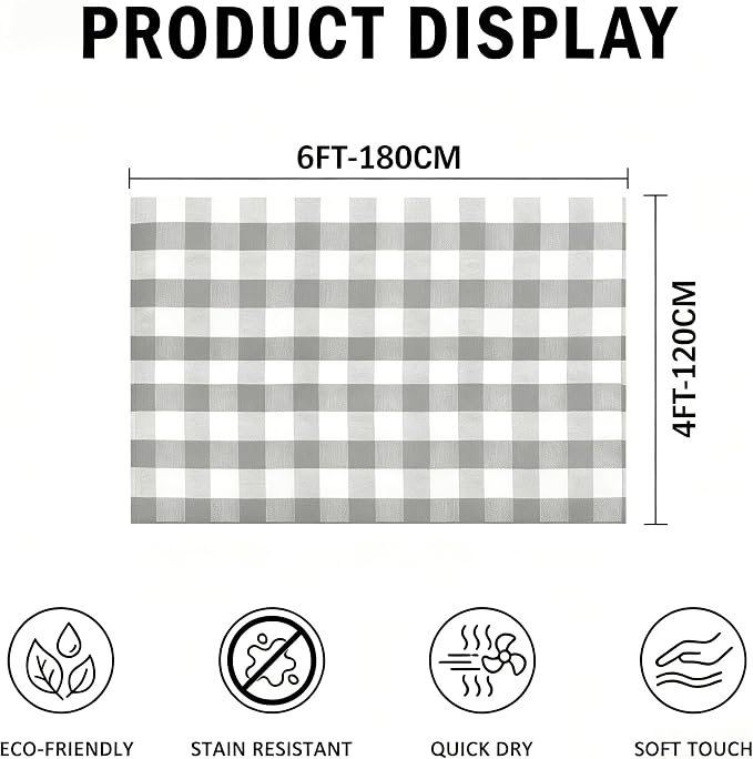 Buffalo Plaid Outdoor Rug 4x6 Ft Gray and White Checkered Area Rug Washable Indoor Outdoor Rugs for Entryway,Hallway, Kitchen, Living Room, Dining Room, Bedroom