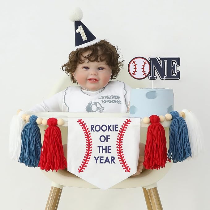Rookie of The Year First Birthday Decorations for Boy One High Chair Banner