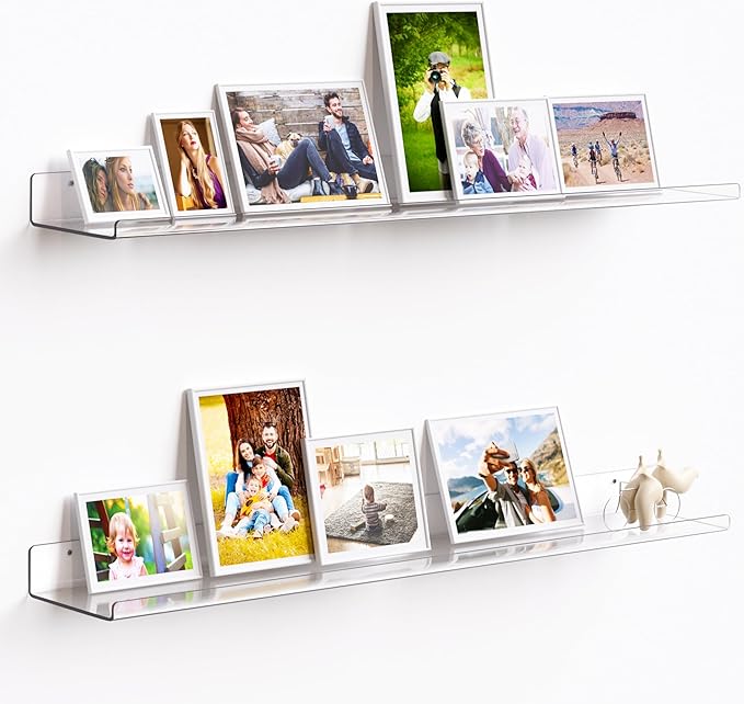 upsimples 35.5" Acrylic Shelves for Wall Storage and Organizer, 2 Pcs