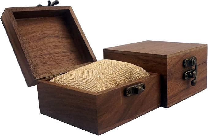 2PCS/PACK Walnut Wood Box for Crafts, Jewelry Box and Watch Box Wooden Keepsake Box Gift (Walnut Box-2PCS/PACK)