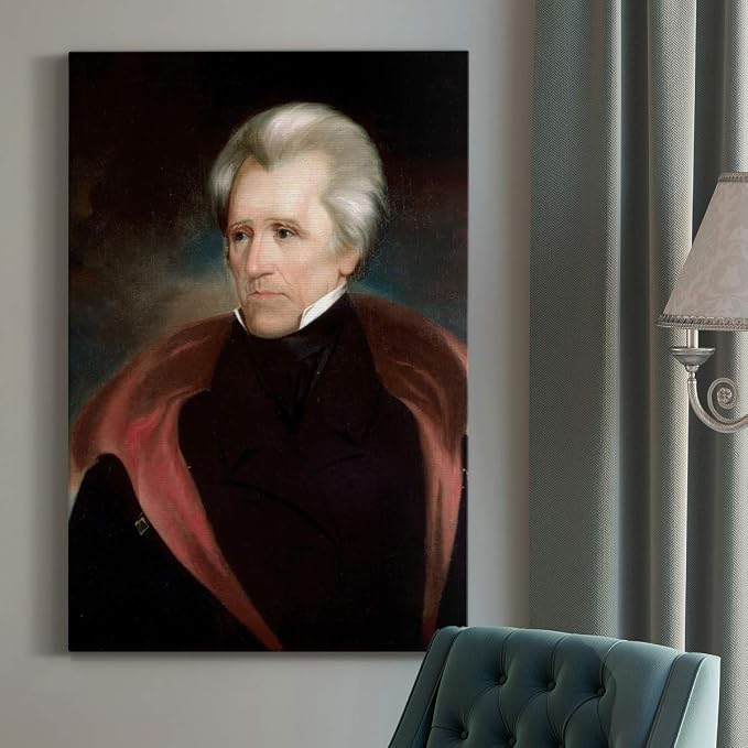 Renditions Gallery Andrew Jackson Presidental Portrait Wall Art, Premium Gallery Wrapped Canvas Decor, Ready to Hang, 36 in H x 24 in W, Made in America Print Artwork