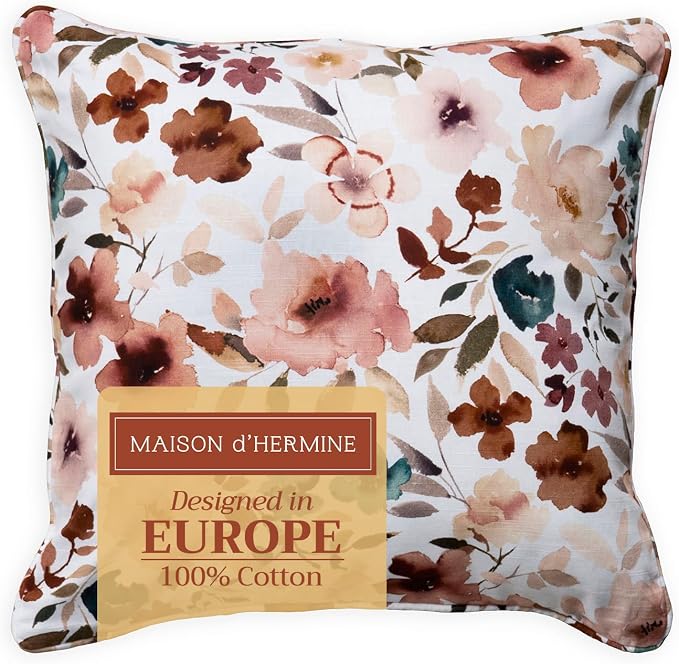 Maison d' Hermine Throw Pillow Covers 100% Cotton (20" x 20" - Pack of 1)