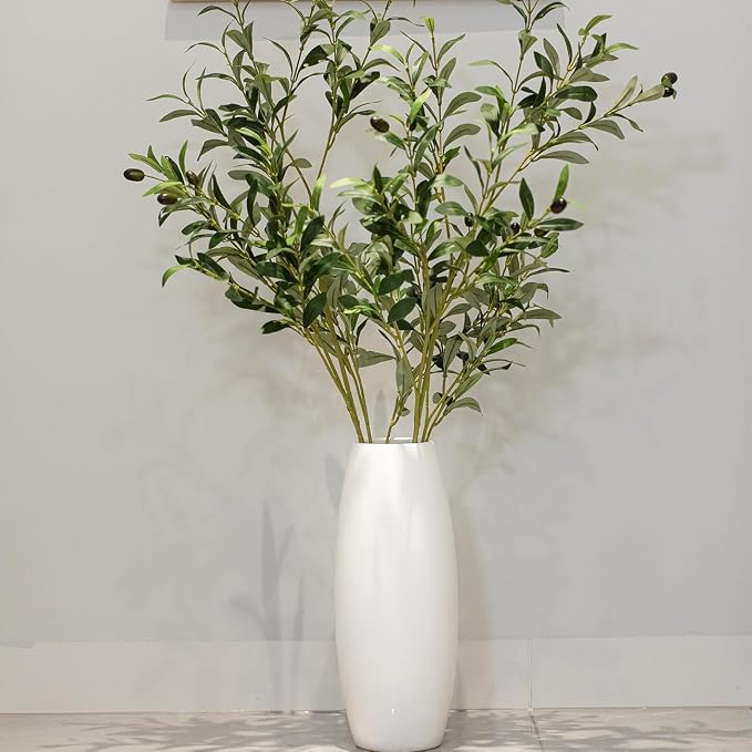 Heleze 39 Inch Artificial Olive Branch Greenery Stems Fake Plants with 222 Leaves for Vase Faux Olive Branches Home Decor Indoor 2PCS