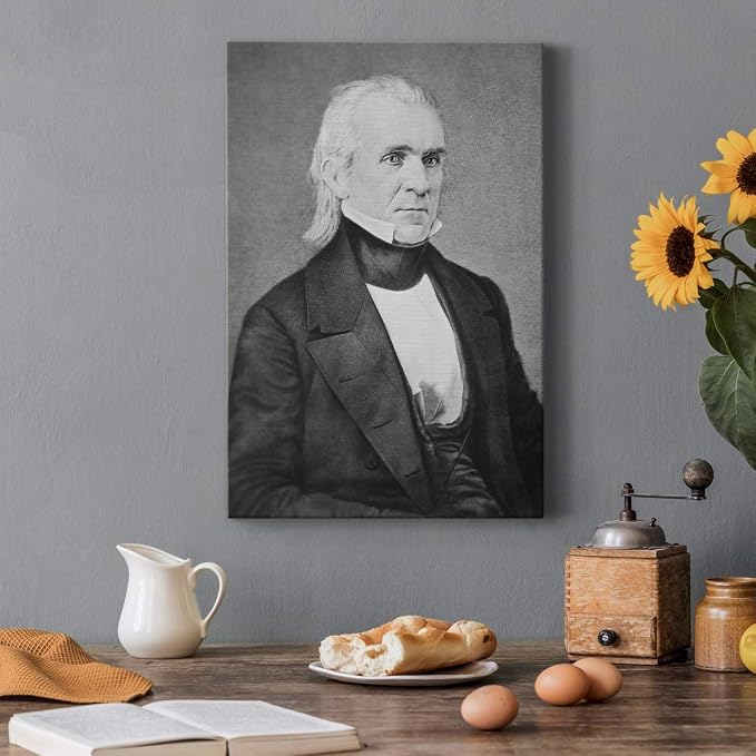 Renditions Gallery James K. Polk Presidental Portrait Wall Art, Premium Gallery Wrapped Canvas Decor, Ready to Hang, 18 in H x 12 in W, Made in America Print