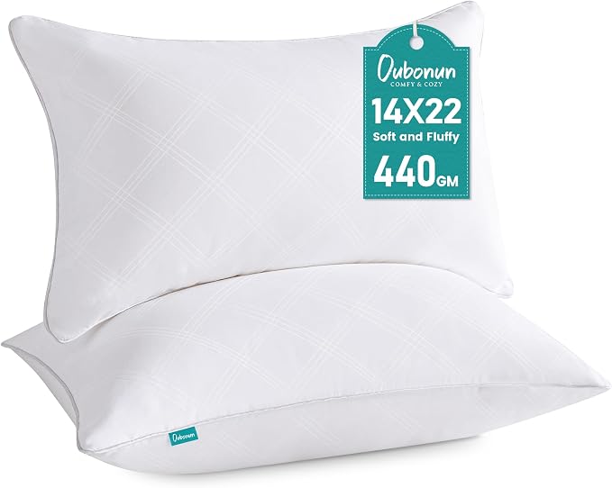 Oubonun 14 x 22 Pillow Inserts Pack of 2 Rectangle Square Interior Sofa Pillow Insert Pair, White Decorative Lumbar Pillow for Bed Couch Living Room