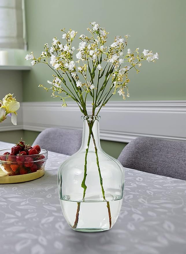 Serene Spaces Living Clear/Brown Tall Vase, Bottle Glass Vase, Elegant Home Decor for Fresh or Dried Flowers, Perfect for Living Rooms, Dining Areas, and Centerpieces (Small - Pack of 1)