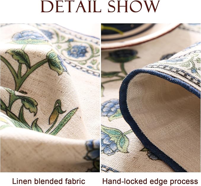 Patdrea Designer Elegant French Linen Table Runner,12"X102"-Ivar B | Vintage Tablerunner 102 Inches Long,Floral Pattern with Tassel Edge,Decorative Runner for Dining Room Living Room