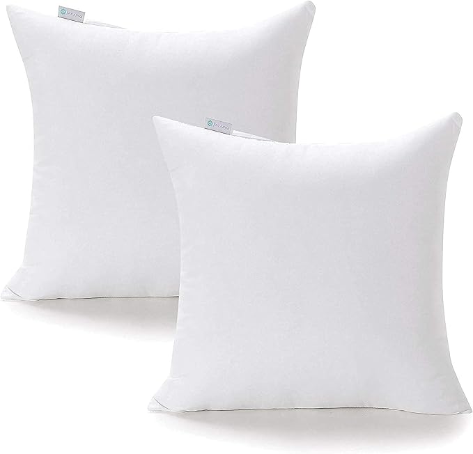 Acanva 16 x 16 Premium Polyester Stuffer Square Form Sham Throw Pillow Inserts, 16"-2P, White