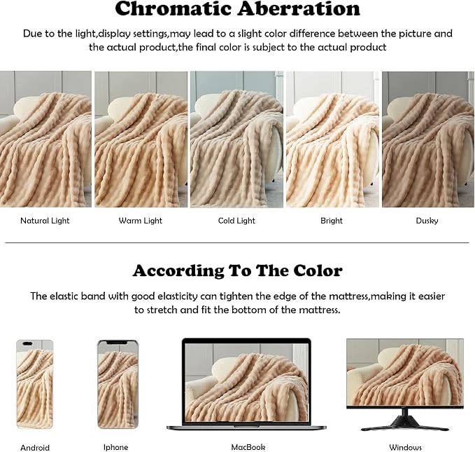 NEWCOSPLAY Faux Fur Fluffy Bubble Throw Blanket for Couch, Brown, 50"x60" | Soft Thick Warm Bubble Blanket for Couch Sofa Bed 550GSM, Plush Cozy Luxury Decorative Throw, Gift for Women Men