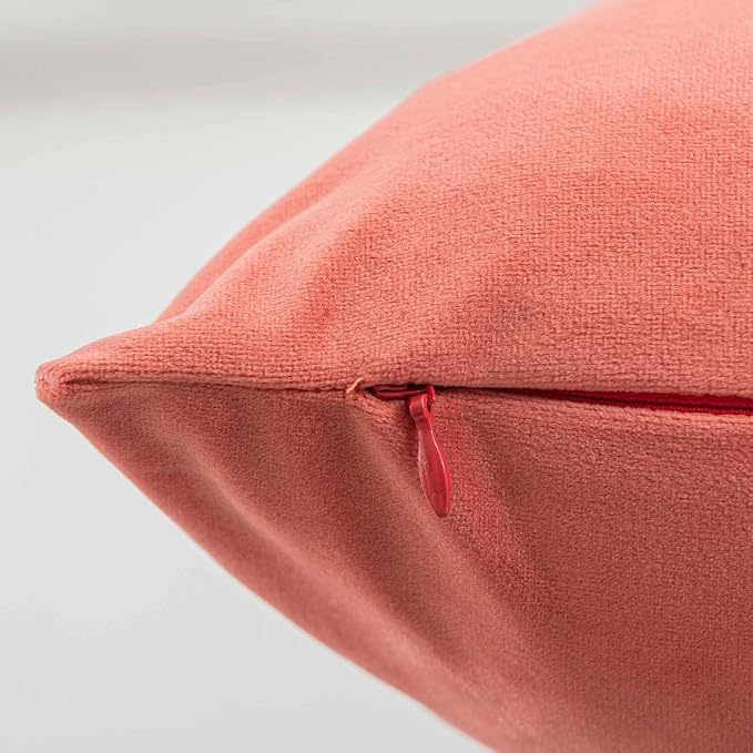 JUSPURBET 28x28 Euro Velvet Throw Pillow Covers Set of 2,Coral