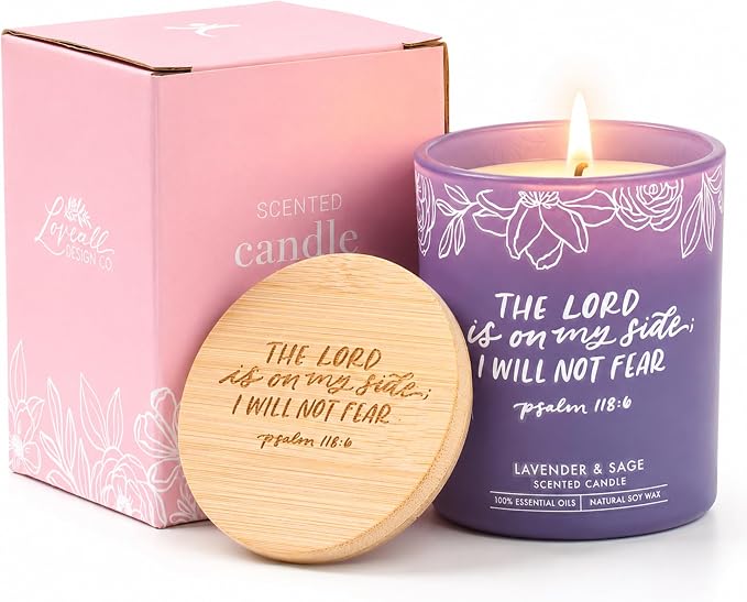 Christian Art Gifts Soy Wax Scented Candle: Lavender & Sage Scent