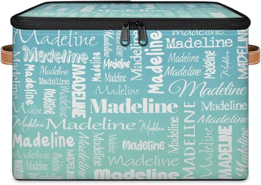 Storage Basket Personalized Name, Custom Keepsake Box, Blue Green