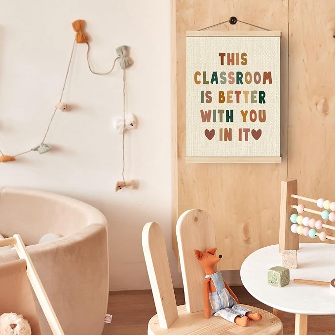Boat Wades Inspirational Positive Affirmation Wall Art Poster Hanger Frame, Boho Classroom Decor, This Classroom Is Better with You in It Hanging Wall Decor for School Class Room, 12x16 Inch