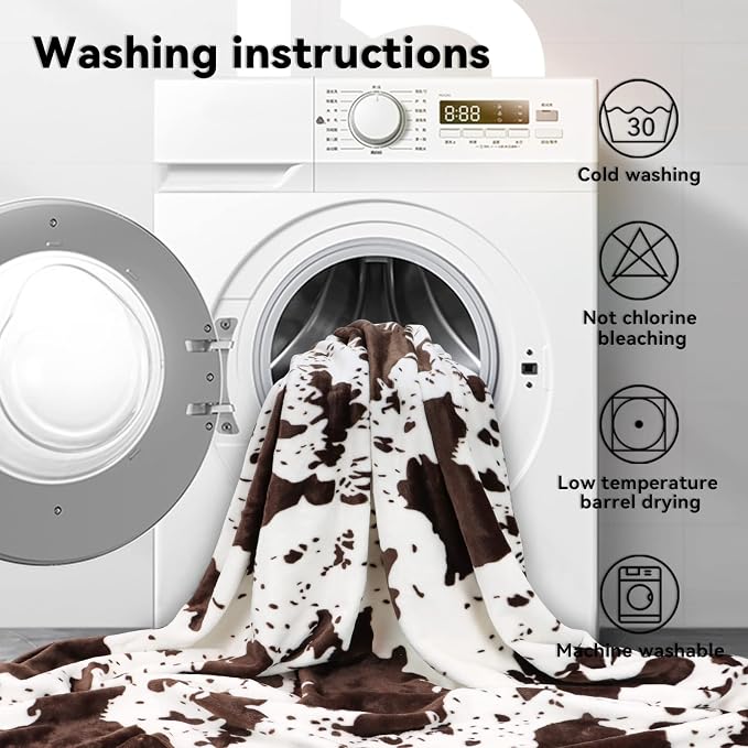 Fleece Throw Blanket for Couch, Birthday Gifts for Women Men Kids, Brown and White Soft Plush Warm Throw Blanket for All Seasons Home Room Decor 50x60 Inches