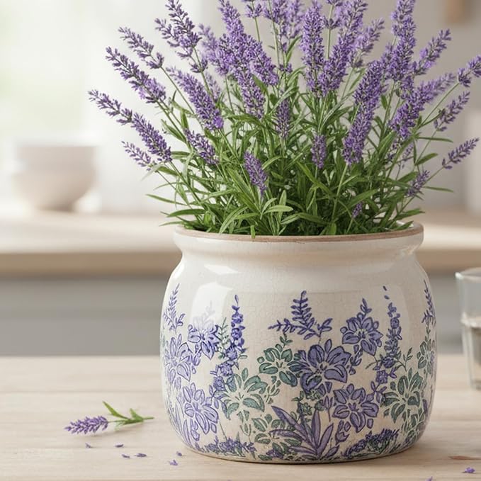 Xiaan Jiaju Pots for Plants, Ceramic Planters for Indoor/Outdoor Plants | 6.29" Round Vase & Plant Pots with Drainage, Vintage Rustic Outdoor Vases for Centerpieces, Home & Porch Decor, Vintage Blue