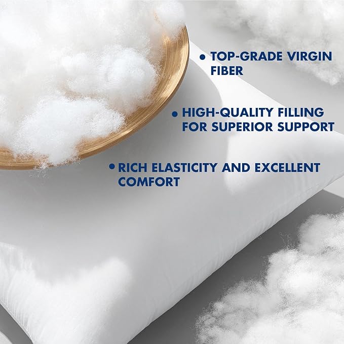MIULEE 14x14 Inch Pillow Inserts Pack of 4-100% Cotton Cover | White Throw Pillow with 100% Virgin Microfiber for Bed Sofa Couch Living Room, All-Season Decorative Back Support