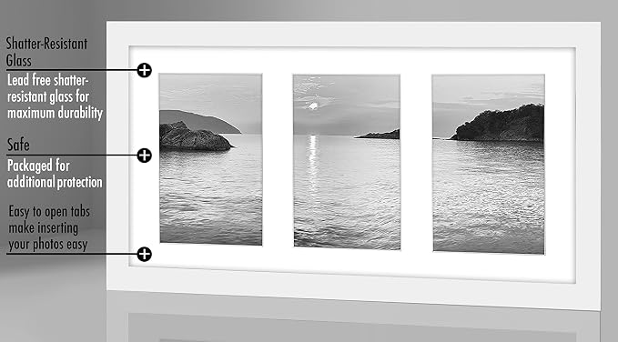 Americanflat 4x6 Collage Picture Frame - Fits 3 - Engineered Wood - White