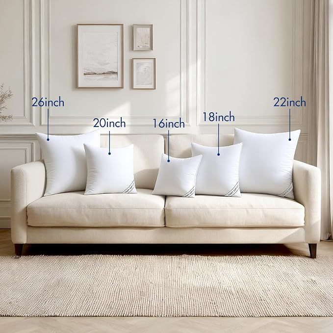 MIULEE 26x26 Pillows Inserts Pack of 4, Down Alternative Virgin Filling | Decorative Pillow Insert, Comfy Support Throw Pillows for Sofa Couch Bed
