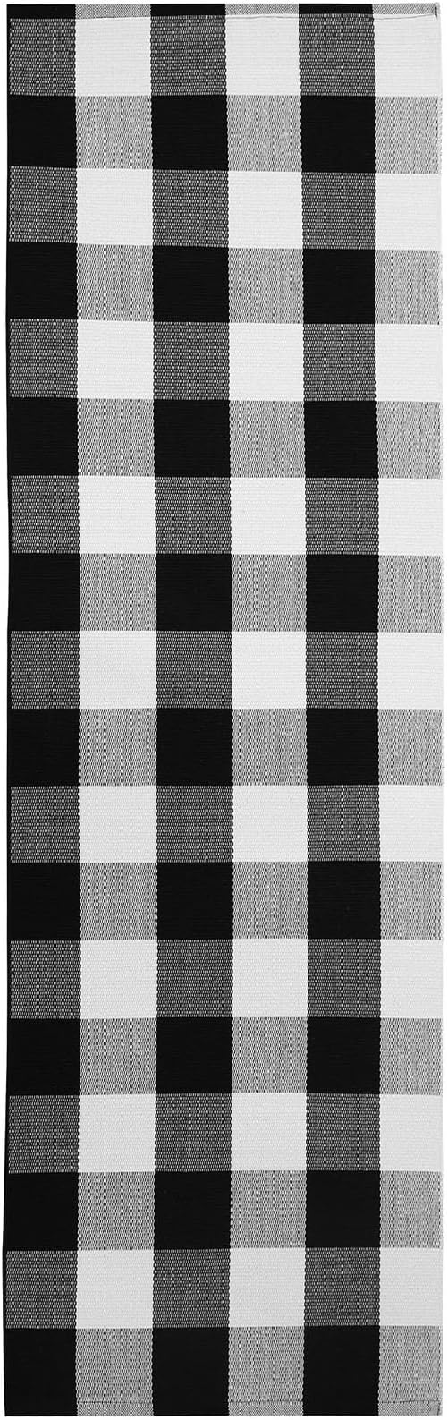 KOZYFLY Buffalo Plaid Rugs 2x6 Ft Runner Rug for Hallway, Black and White | Washable Kitchen Runner Rug, Woven Cotton Entryway Runner, Checkered Carpet Runners for Bedroom Living Room Farmhouse