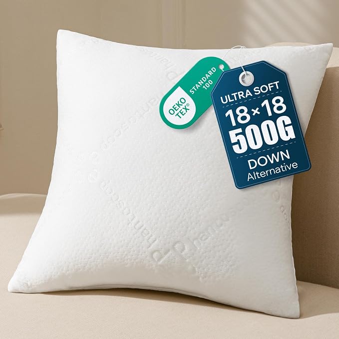 Phantoscope Premium 18x18 Throw Pillow Inserts, Ultra-Soft Air Layer Pillow Inserts Down Alternative Decorative Throw Pillows for Couch, Bedroom, Square Cushion Sham Stuffer, Pack of 1