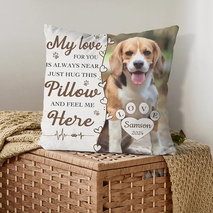 Alienc Personalized Pet Memorial Gifts for Dogs Cats, Custom Pet Memorial Throw Pillow Cover (Optional Pillow Insert), Loss of Dog Sympathy Gift