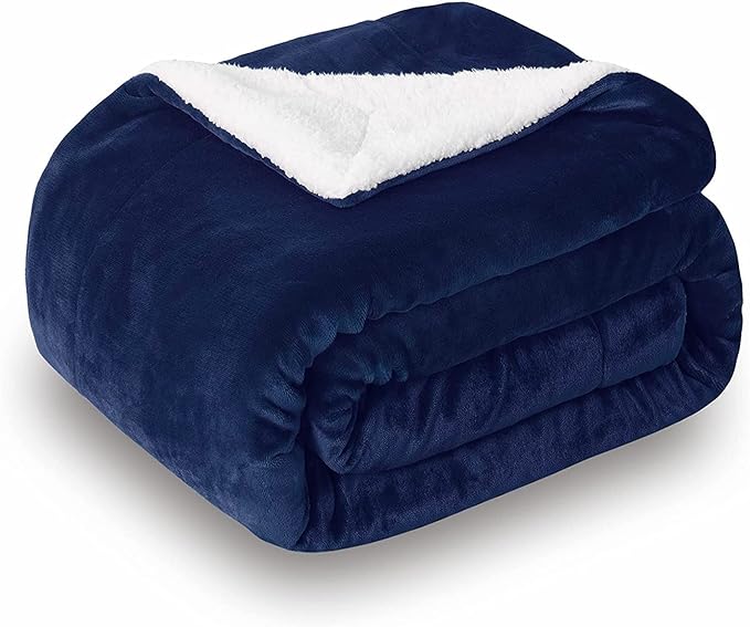 SOCHOW Sherpa Fleece Throw Blanket, Double-Sided Super Soft Luxurious Plush Blanket Twin Size, Navy Blue(60/inch X80/'') | Double-Sided Super Soft Luxurious Plush Blanket Twin Size