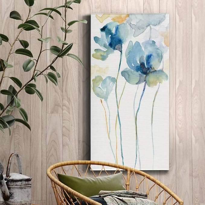 Renditions Gallery Canvas Floral Wall Art Modern Paintings Decorations Colorful Stem Wildflowers Botanical Romantic Wall Hanging Canvas Artwork for Bedroom Office Kitchen - 12"x24" LT43