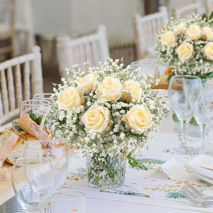 6 PCS Babys Breath Artificial Flowers Fake Babys Breath Flowers Artificial Bulk White Gypsophila Bouquets Real Touch Faux Flowers for Wedding Floral Arrangement Party Home Decoration