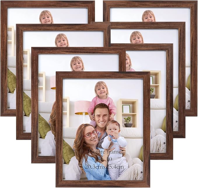 Giftgarden 8x10 Picture Frame Brown Set of 7 Rustic Walnut-Color Photo Frames 8 by 10 for Wall or Tabletop