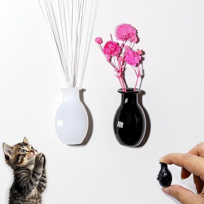 Nuvretk 2PCS Mini Vase Magnets, Cat Whisker Holder Glass Fridge Vase | Mini Glass Vase Magnet; Cat Whisker Keepsake Holder; Tiny Flower Display for Fridge Décor; Secure Magnetic Back