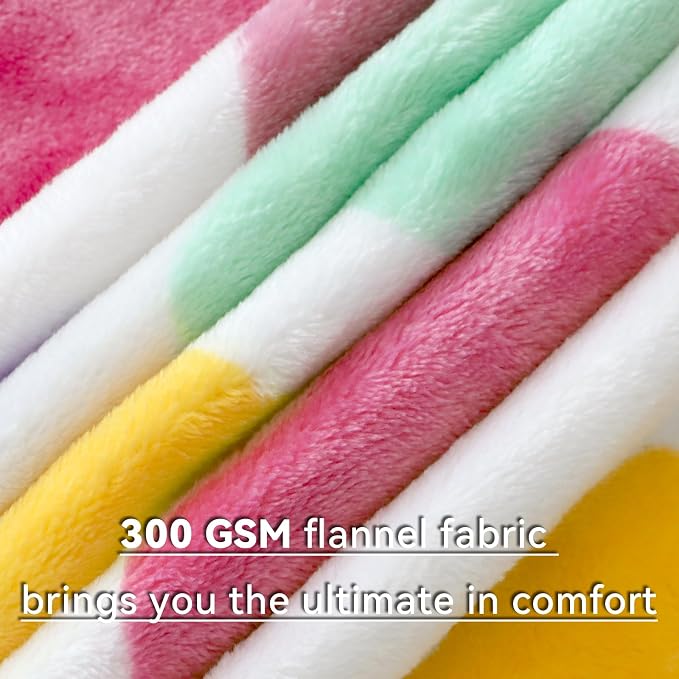 GEULAY Rainbow Blanket for Girls Boys, 50"x60" | Soft Cozy Warm, Colorful Fleece Throw, For Bed Couch, Boho Home Room Decor, Easter Basket & Birthday Gift