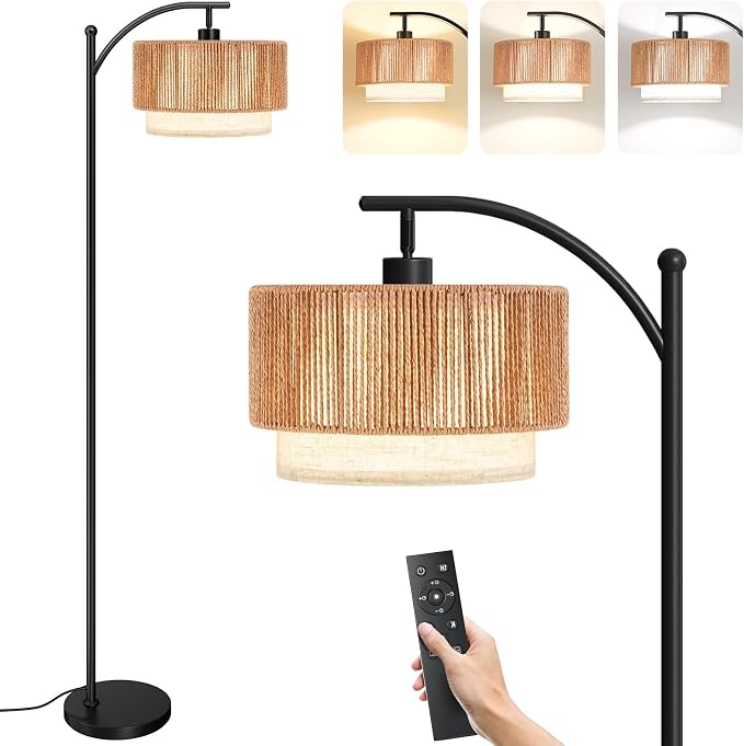 SUNMORY Arc Floor Lamps for Living Room with 12W Remote and Dimmable Bulb